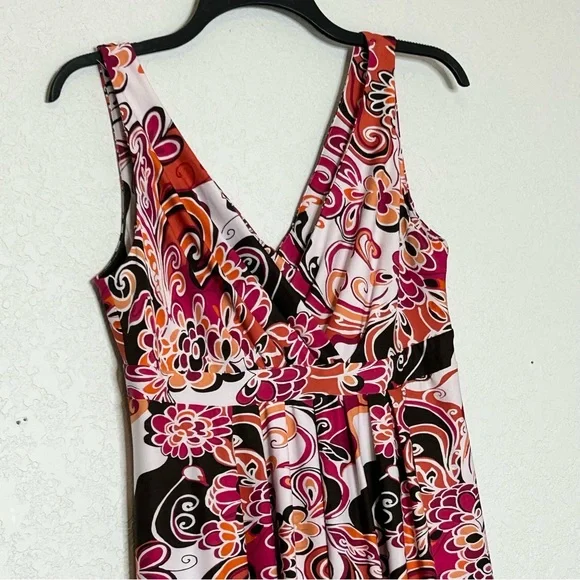 Metro 7 Size Medium (8-10) Orange Retro Surplice Sleeveless Dress - Picture 3 of 10